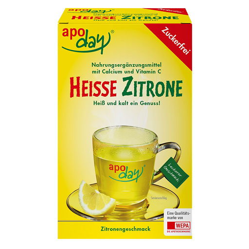 APODAY heiße Zitrone Vit. C u. Calcium zuckerfr. Plv. 10x10 g