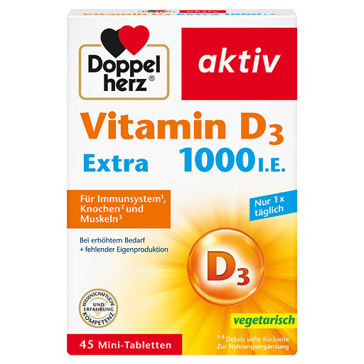 DOPPELHERZ Vitamin D3 1000 I. E. EXTRA Tabletten 45 St  